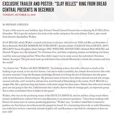 EXCLUSIVE TRAILER AND POSTER: “SLAY BELLES” RING FROM DREAD CENTRAL PRESENTS IN DECEMBER